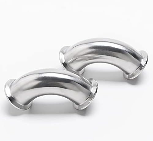 Miniatura 2 de Beduan Codo 90 grados 2" tubo OD acero inoxidable 2" Tri Clamp instalación de tubería sanitaria (Férrola OD 2.520 in, paquete de 2)