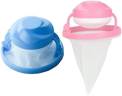 Taoclear 2 Pieces Pet Hair Remover for Laundry,Reusable Washing Machine Lint Catcher Household Washing Machine Lint Mesh Bag Hair Filter Net Pouch(Blue, Pink)