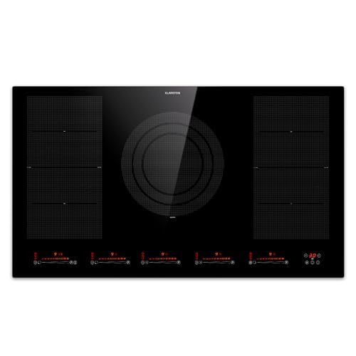 Klarstein Placa Vitroceramica 5 zonas, Vitro Placa Induccion Bajo Consumo Zona Combinable, Placa Coccion Sobremesa 9600W, Control Táctil, Placas Vitrocerámicas Eléctricas