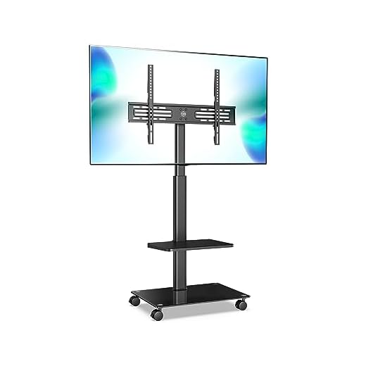 FITUEYES mobil TV-vagn för 32 tum till 60 tum TV-skärm vagn golv TV-stativ med hjul för hem och kontor svängbar höjd justerbar kabelhantering rymmer 30 kg