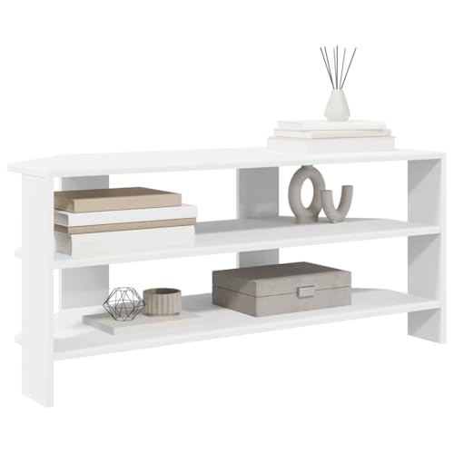 vidaXL MeubleTVd'Angle Blanc 102x40,5x45cm Bois d'ingénierie, Salon, Meuble de Rangement rectangulaire Moderne, unité TV d'angle Durable, Console en Bois...