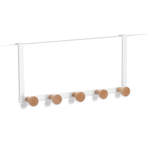 Zeller 13838 Türhänger m. 5 Haken, Metall/Holz, weiß