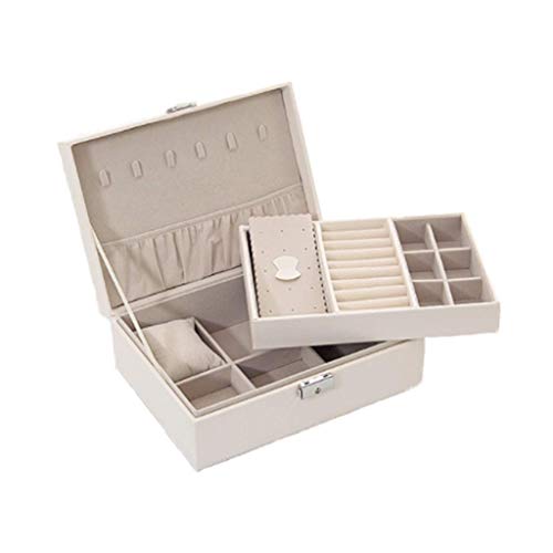 SMEJS Femmes Boîte à Bijoux Organizer 2 Couche Grand Porte-verrouillables Bijoux d'affichage for Boucles d'oreilles Collier Bague (Color : B)