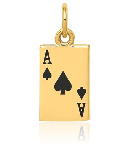 IceCarats 14K Solid Yellow Gold Ace of Spades Poker Necklace Playing Cards Suit Pendant Gambling Deck Charm Good Luck Jewelry3