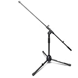 AxcessAbles Short Microphone Stand with Boom Arm | Low Profile Mic Tripod Stand for Kick Drums | Guitar Amp Stand | Low-Pro Mike Stand (MS-101L)