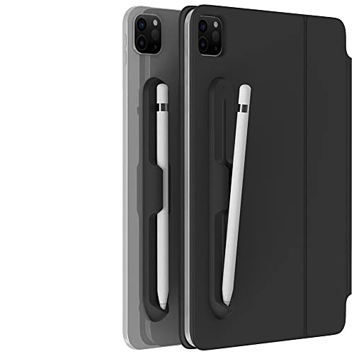 Pencil Holder Sticker Fit Apple Pencil 1st/2nd Gen,Silicone Elastic Pocket Adhesive Sleeve Pouch Magnetic Attached to Case For iPad Pro 11/12.9 2020/7th Gen 10.2" 2019/iPad 9.7/ Mini6 Stylus Pen Black