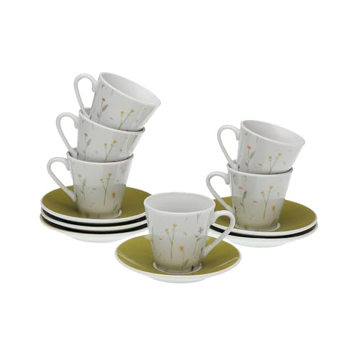 Versa Set de 6 tazas de café con plato Laison, Medidas (Al x L x An) 6 x 5,8 x 5,8 cm, Color Verde Claro Versa Set de 6 tazas de café con plato Laison, Medidas (Al x L x An) 6 x 5,8 x 5,8 cm, Color Verde Claro