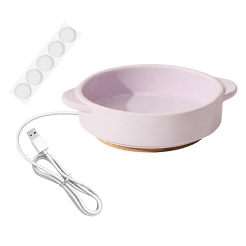 RNXRZANK Pet Heated Bowl Ciotola Elevata Riscaldata per Cani Gatti in Ceramica con Manici Doppi Antiscivolo Termica Portatile Adatta per Animali Domestici Alim, Viola, Altezza 4.5 Cm