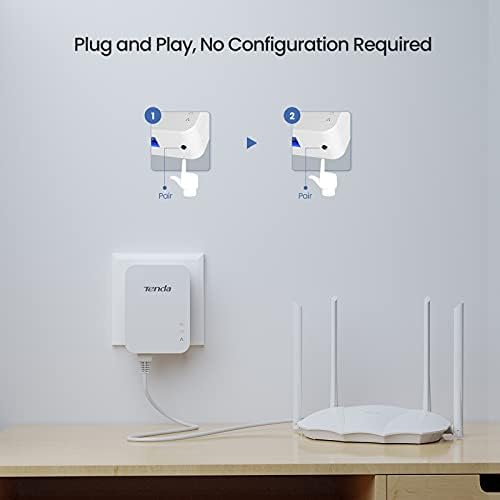 Tenda PH3 1000Mbps Powerline Adapter Kit with Single Port/Home Plug AV2 UK Extender, for fast & stable network expansion, UK Plug Version - Pack of 2