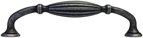 5 Pack Antique Pewter Kitchen Cabinet Drawer Fluted Handle Hardware Pull Knobs 8063-8064 (Handle Pull 5 (128mm))