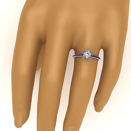 Image of Choose Your Gemstone Delicate Hidden Halo Diamond CZ Ring Yellow Gold Plated Round Shape Petite Engagement Rings Minimal Modern Design Birthday Gift Wedding Gift US Size 4 to 12