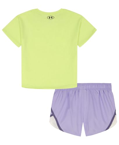 Image of Under Armour Girl's 2-piece Short Sleeve Tee and Shorts Set, Lightweight and Comfortable