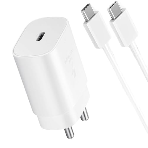 Image of 25W Type-C Charger with Cable Compatible with Samsung Galaxy S /A /M /F /Z Series Zovc Super Fast Charger for S23 /S22 /S21 /21 fe /S20 /M14 5G /M34 /M54 /M53 5g /M33 /M13 /A34 /A54 5G(BIS Certified)