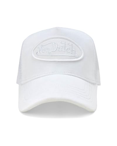 Image of Von Dutch Unisex Trucker Hat - Velvet Curved Bill Mesh Back Retro Classic Adjustable Snapback Baseball Cap for Men and Women
