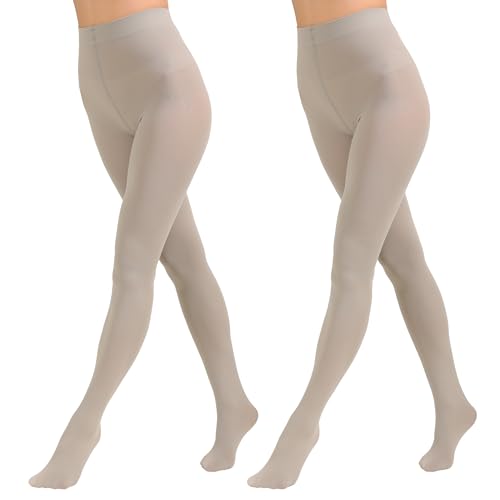Image of Paralinda 2 Pairs Women's Solid Color Tights 80D, Soft Opaque Microfiber Tights