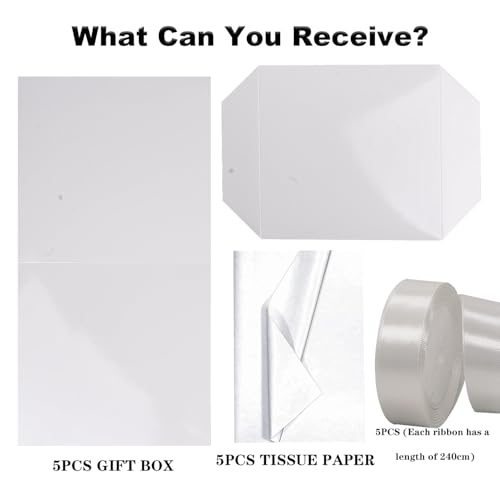 Boîtes cadeaux carrées blanches avec papier de soie pour Saint-Valentin - 6