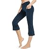 G4Free Womens Capri Pants High Waist Yoga Pants V Cross Flare Leggings with Pockets