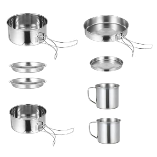 Kit casseroles camping inox léger et batterie cuisine portable pour randonnée