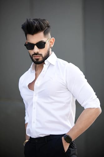 Image of Men's Cotton Solid Full Sleeves Regular Fit Formal Shirt