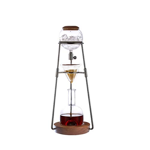Cafetera de goteo de hielo, cafetera fría de vidrio para el hogar, color plateado y oro rosa, cafetera de mano de 500 ml