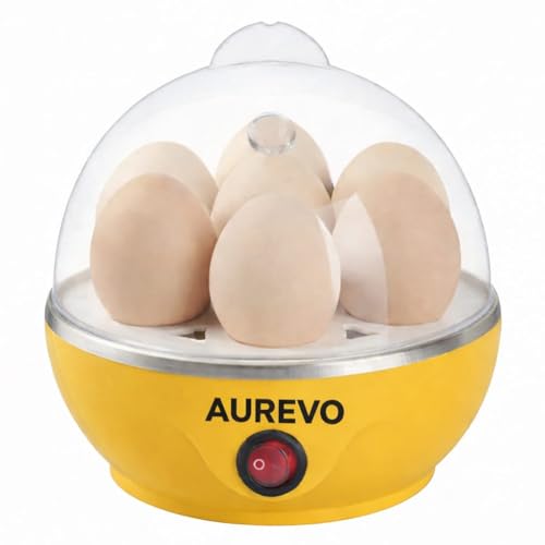 Image of Egg Boiler Electric Automatic Off 7 Egg Poacher For Steaming, Cooking, Boiling And Frying, 350 Watts (YELLOW)