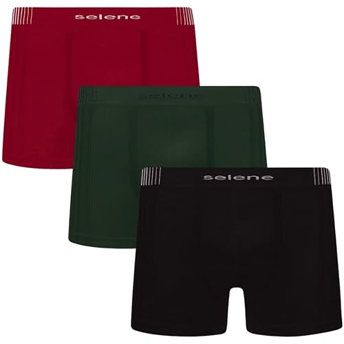 SELENE 3 Cueca Boxer Sem Costura Microfibra Poliamida Cós Elástico 40MM Masculino Adulto, 1 Preto -