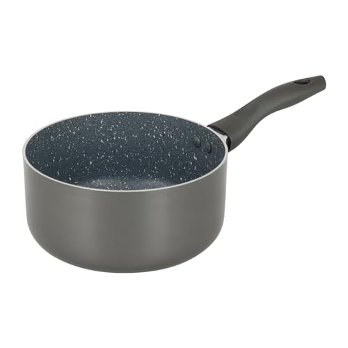Crealys 539348 Casserole Aluminium AUTAN Ø 18 cm H 8,5 cm - Revêtement Antiadhésif Sain en Céramique effet pierre - Coloris Gris - Manche thermorésistant...