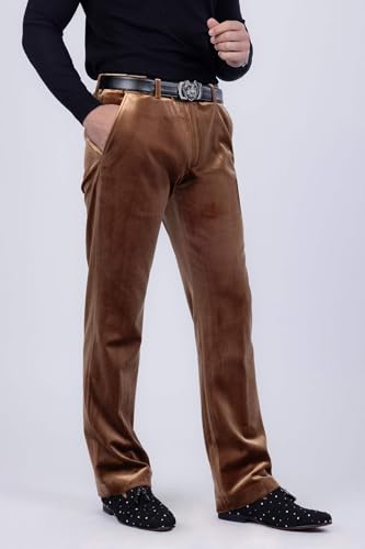 Barabas Men's Velvet Shiny Slim Fit Solid Color Pants 4CP403