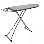 Rainberg Folding Ironing Board, 122 x 38cm Ironing Surface, Adjustable Height Up To (78-91cm), Includes Silicone Iron Rest, Durable with Safety Lock & Anti-Skid Feet, Foldable Ironing Boards (Grey)