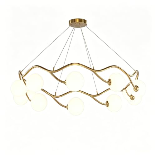 Suspension design globe doré LED pour l'ambiance feutrée du salon