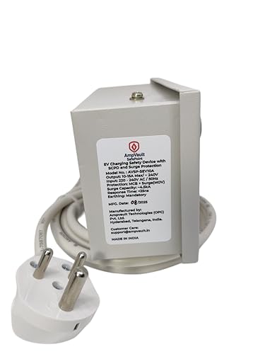Image of EV Charging Safety Device | 16A MCB + Surge Protection | for Ather /Ola /TVS & Other 6A Type-D EV Charger Plugs | Metal Enclosure | Safe EV Charging Extension Box (1 Meter Cable)