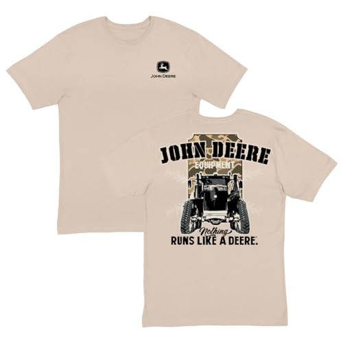 John Deere Classic Tractor Print Tee Shirt (US Alpha Large Regular Regular Latte)
