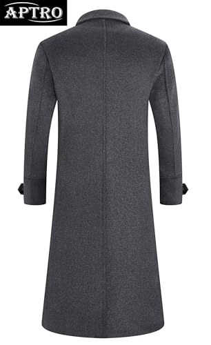 Image of APTRO Men's Luxury Full Length Trench Coat Long Wool Overcoat Winter Windbreaker