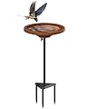 WiwiIron Bird Baths for Outdoors Heavy Duty, 38.5 in Detachable Birdbaths for The Garden Clearance, Bird Bath Bowl Spa & Birdfeeder with Metal Stake Stand for Outdoors Garden, Circle Style (Brown)