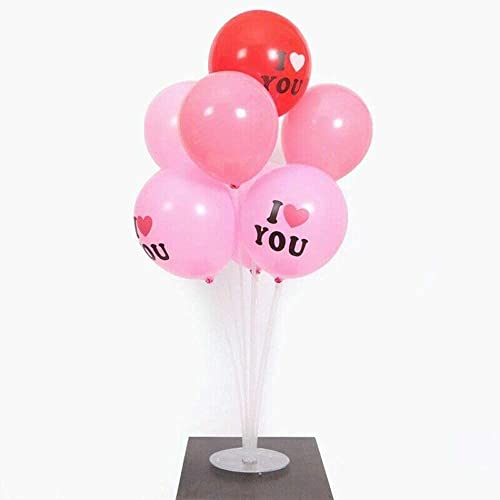 Image of Partycat Balloon Stand Kit (Pack of 2) - Clear Table Balloon Holders with 14 Sticks, 14 Cups, and 2 Bases, Reusable Decoration for Birthdays, Weddings, Anniversaries, Party Centerpieces, Table Display