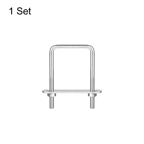 Image of uxcell Square U-Bolts, 47mm(1.85 inch) Inner Width 75mm Length M6 304 Stainless Steel U Clamp Bolt with Nuts and Plates, for Boat Trailer