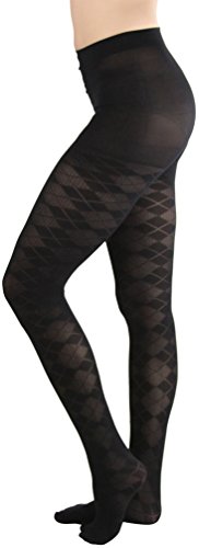 Image of ToBeInStyle Women's Argyle Checkered Diamond Rhombus Net Opaque Sheer Tights Pantyhose
