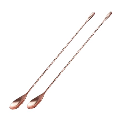 KICHOUSE 2pcs Bartending Spoon Coffee Stir Sticks Coffee Mixing Spoon Mini Scoops Mini Spoons Coffee Stir Spoons Spiral Bar Spoon for Cocktail Drink Mix Caviar Spoon Stainless Steel