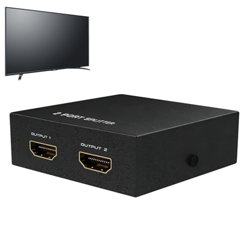 Splitter para monitor – Conexión de alta velocidad a larga distancia, adaptador de cable divisor monitor 2 vías, para duplicación de pantalla proyector, consola, tableta, cine en casa, oficina