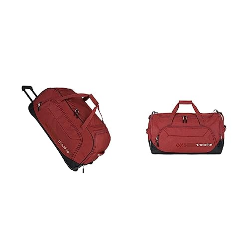 Travelite Trolley Reisetasche XL & Große Reisetasche L - Gepäck Serie KICK OFF für Urlaub und Sport - 77 cm/120 Liter & 60 cm/73 Liter, Rot