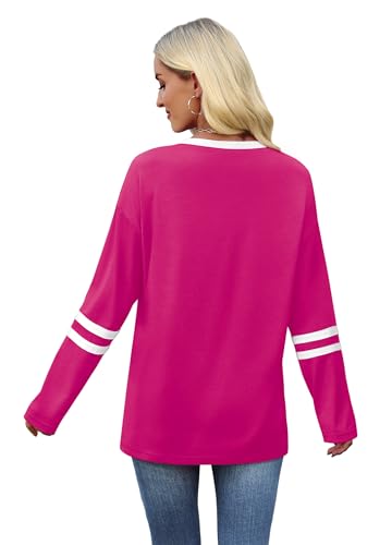 Image of Sampeel Long Sleeve Shirts for Women Color Block Casual Tops Fall Outfits 2026 Basic Tees Trendy Spring Clothes