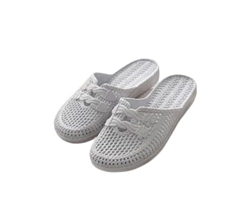Mesh Slippers for Women, Grey, Mule Style with Braided Rope Detail, Non-Slip Sole, Quick Dry-image-30