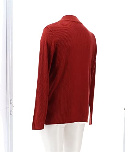 Belle Kim Gravel Zip Ribbed Cardigan Sweater A518257 Fired Brick #TOP3