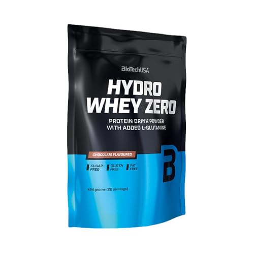 BioTechUSA Hydro Whey Zero - glutenfrei, zuckerfrei, fettfrei | 80% Proteingehalt | schnell resorbierbar | Molkenprotein-Komplex, 454 g, Schoko