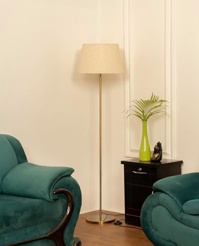Image of ILLUMINE Furniture Golden Floor Lamp Standing Modern Lamp Shade for Living Room Corner, Home, Hotel, Office 12 Inches, 4Ft Height (Gold)