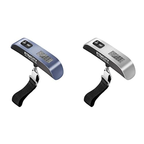 Bundle of Etekcity Luggage Scale for Travel, 110 lb, Blue & Silver