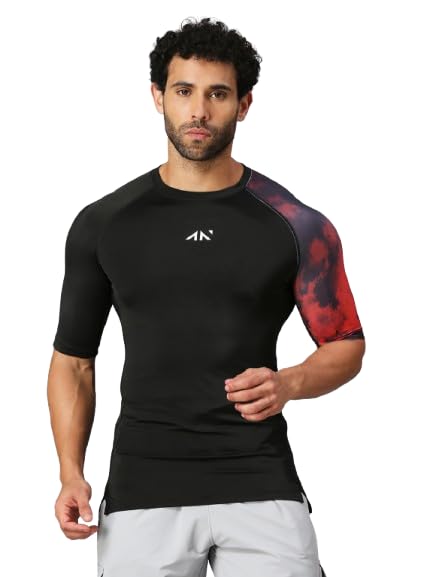 Men's Half Sleeve Tie-Dye Printed Compression T-Shirt – Athletic Base Layer for Gym, Running, and Sports | Premium Compression Fabric, Moisture-Wicking, Muscle Support,Quick-Drying-image-33