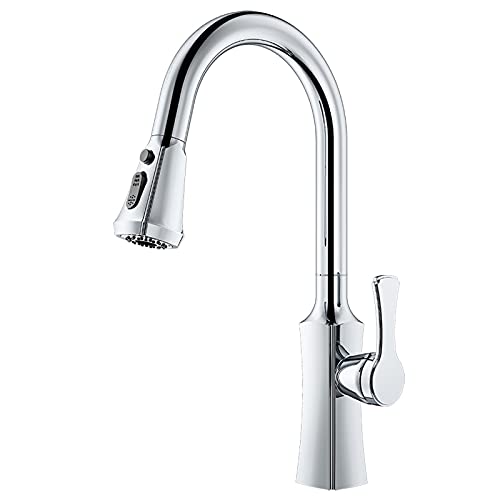 WOTZOV Grifo de Cocina extraíble con rociador extraíble, Grifo Comercial Moderno de latón para Fregadero de Cocina, Grifo para Fregadero de Montaje en Cubierta con Agua fría y Caliente, Color Negro
