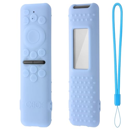 Image of Oboe Silicone Tv Remote Cover Compatible with Samsung Smart Tv Remote 2025 Model TM2360 E Key Cover Protective Case with Lanyard (L-Glow in Dark Blue) [Remote NOT Included]
