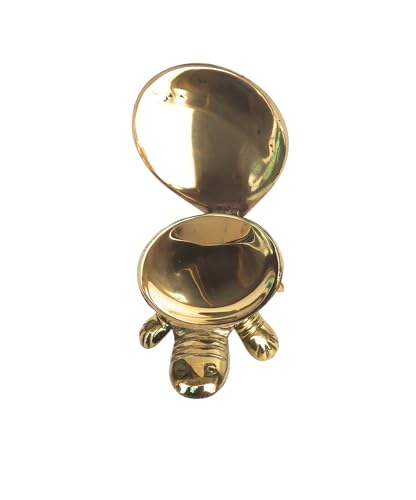 Image of Presents Feng Shui Tortoise Wish Fulfilling Brass Tortoise with Secret Wish Compartment Tortoise for Good Luck for Home [Peacock Design] Small weight-85gms